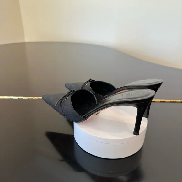 Authentic Vintage Retro Rare Luxury Gucci Black GG Canvas Mule Pumps/Shoes - Picture 6 of 17